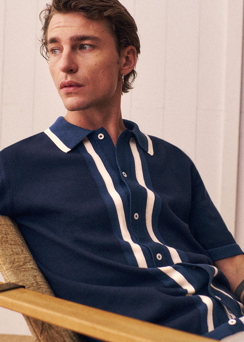 Chemise Maille Mateo - Marine / Ecru
