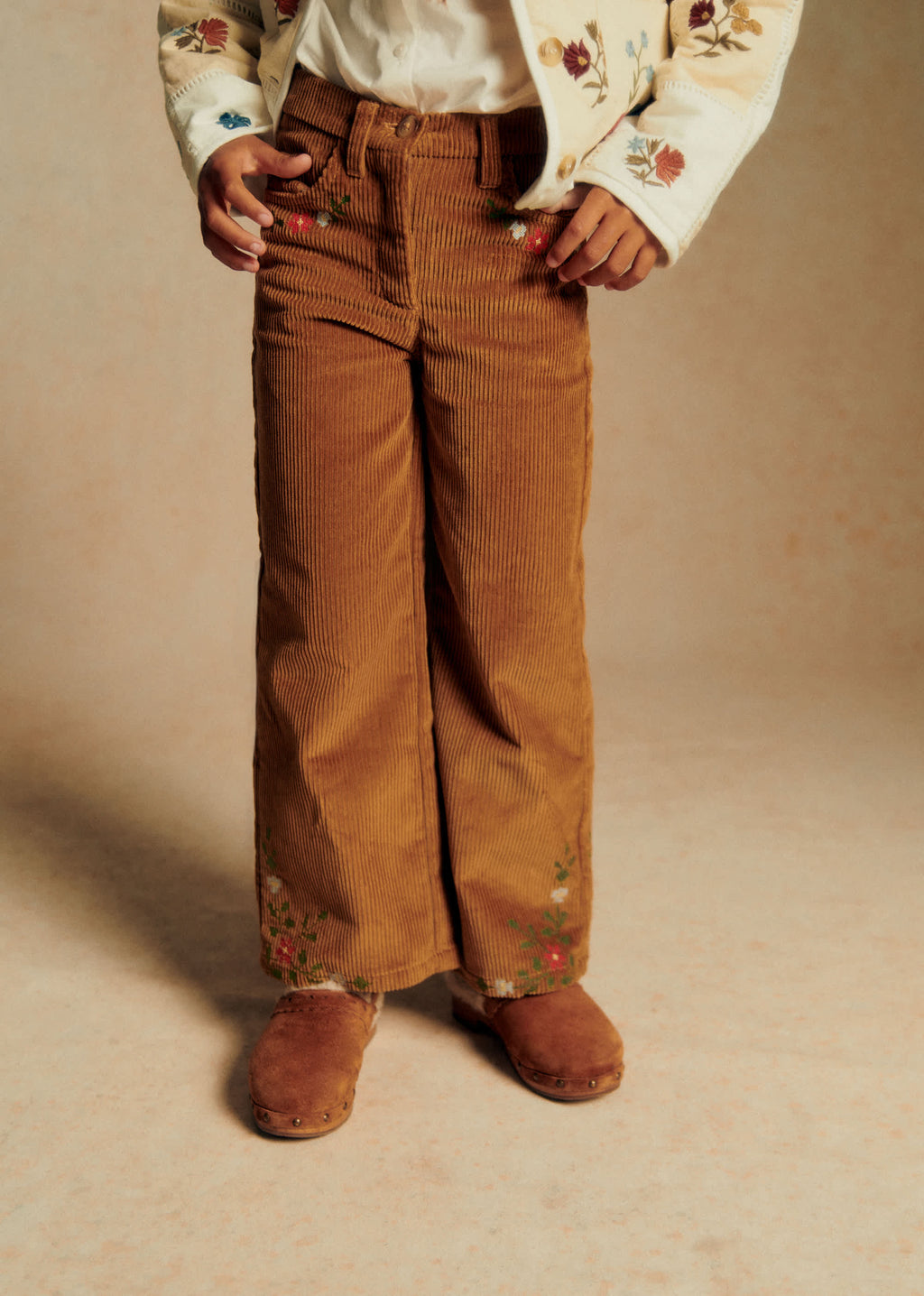 Pantalon Le Wide Leg - Petit Sézane x Baziszt - Jardin Fond Beige