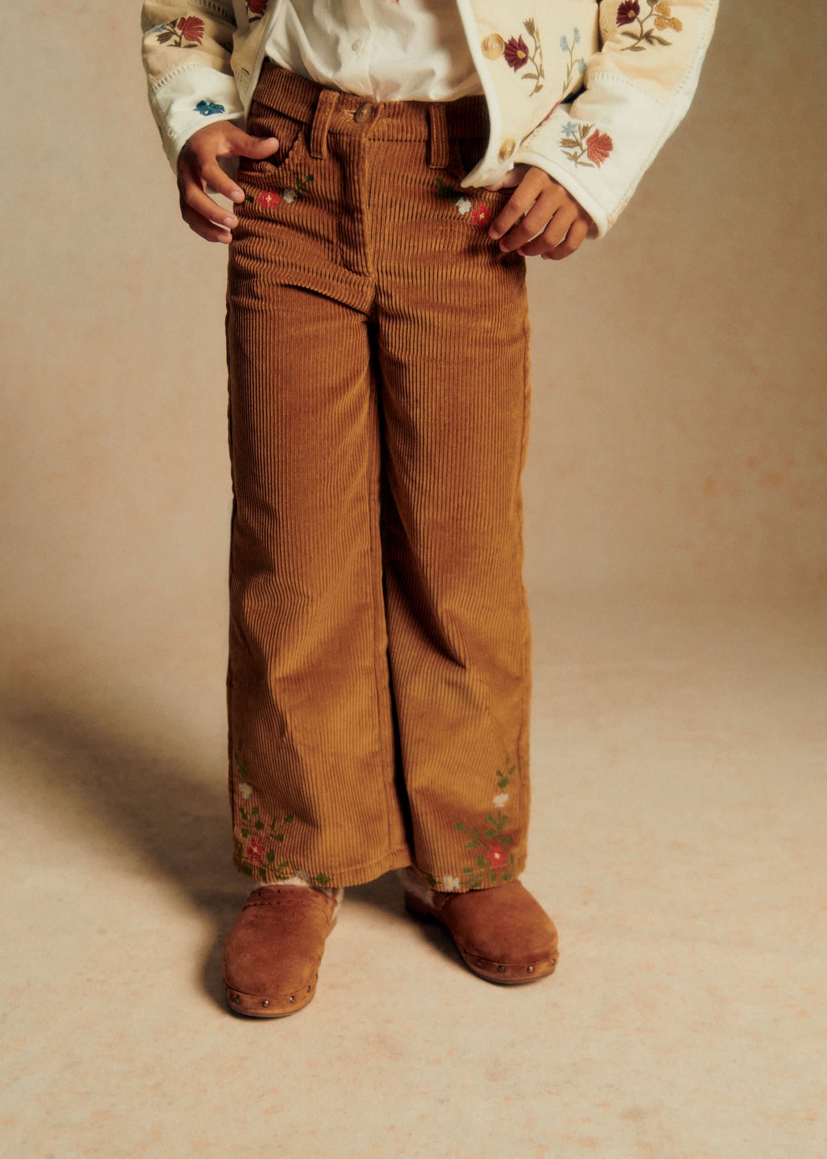 Pantalon Le Wide Leg - Petit Sézane x Baziszt - Jardin Fond Beige