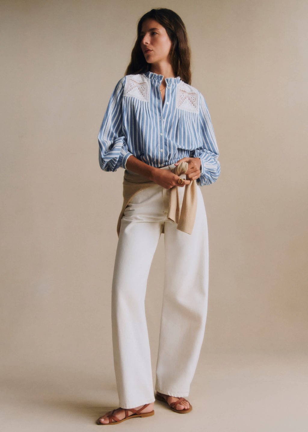 Blouse Kajasa - Rayures Bleu Brodé