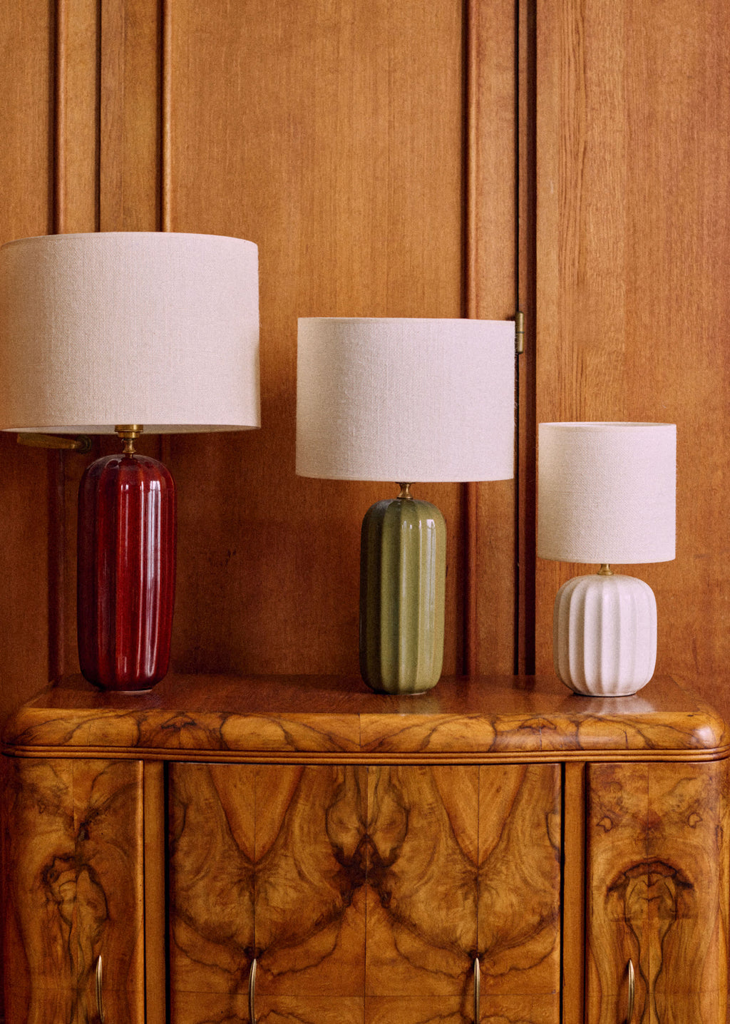 Lampe Traviata - Vert sauge - Abat-jour Dolce - Jute Écru