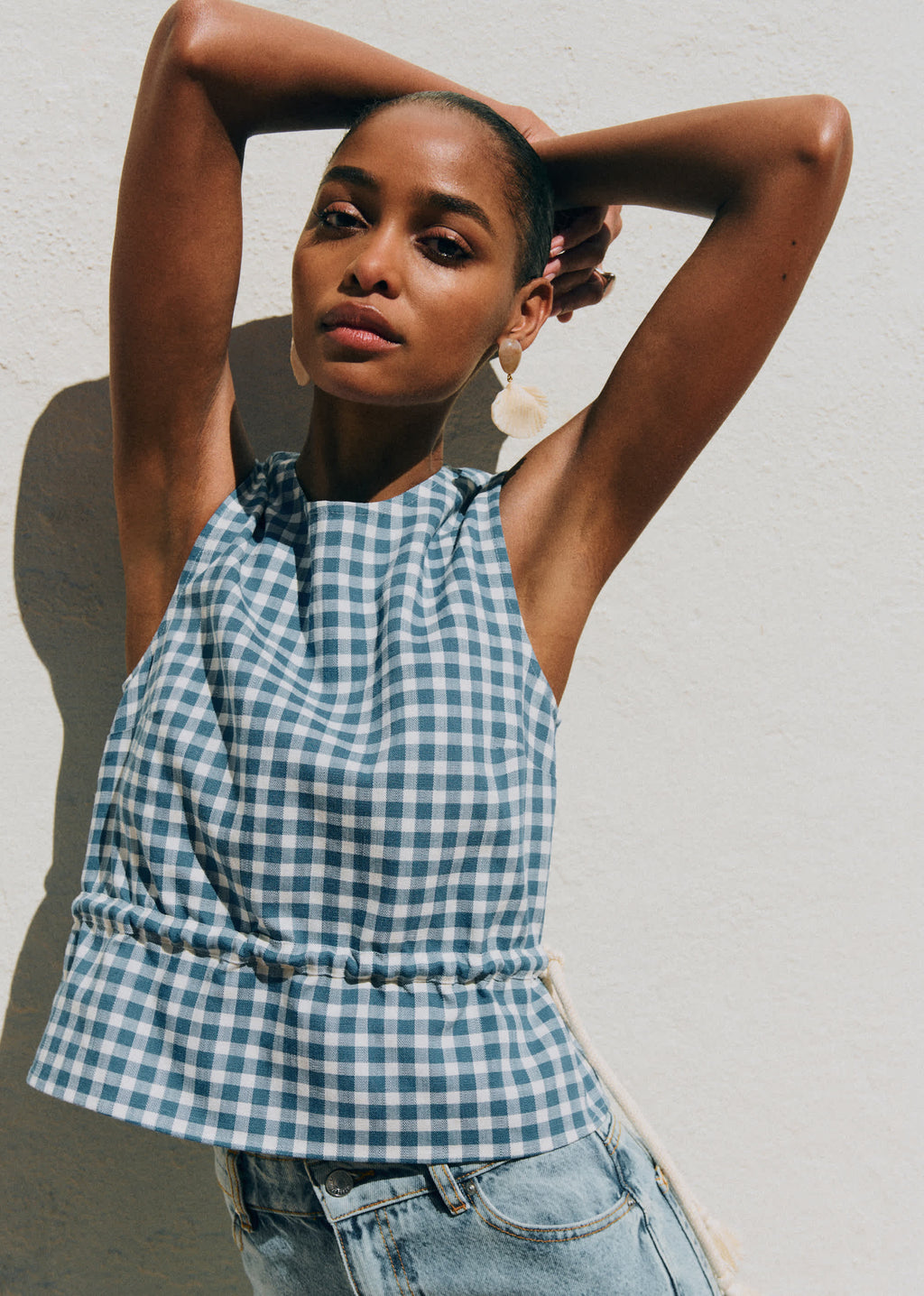 Blouse Darlene - Vichy Bleu Vintage Écru
