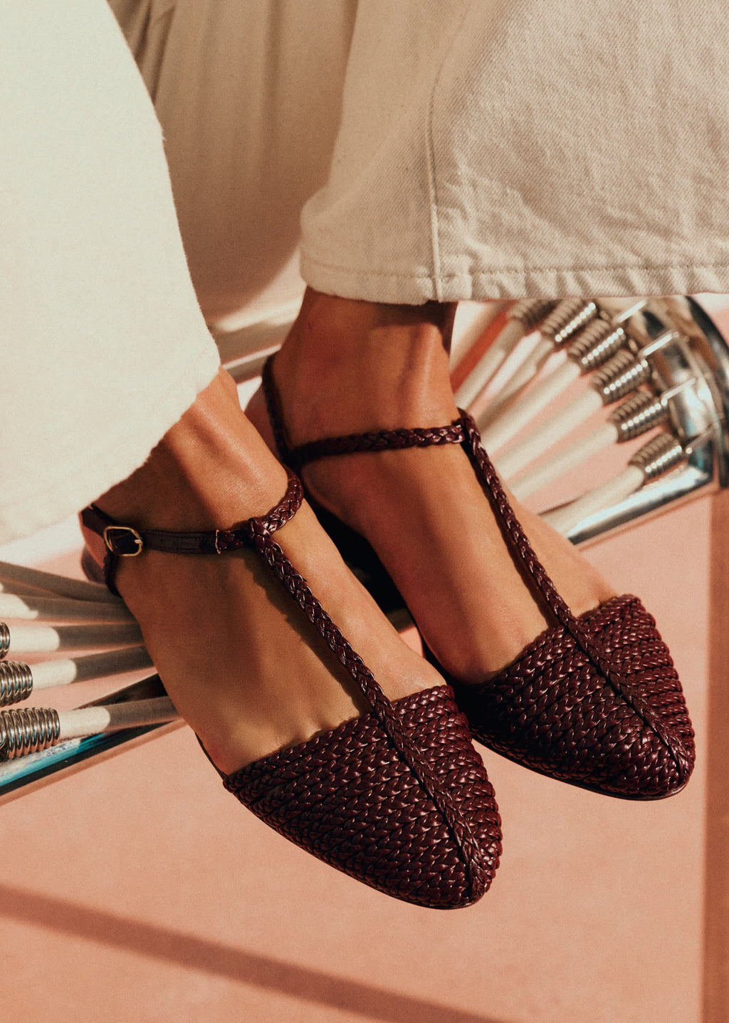 Sandales Low Aurore - Chocolat Lisse Tressé