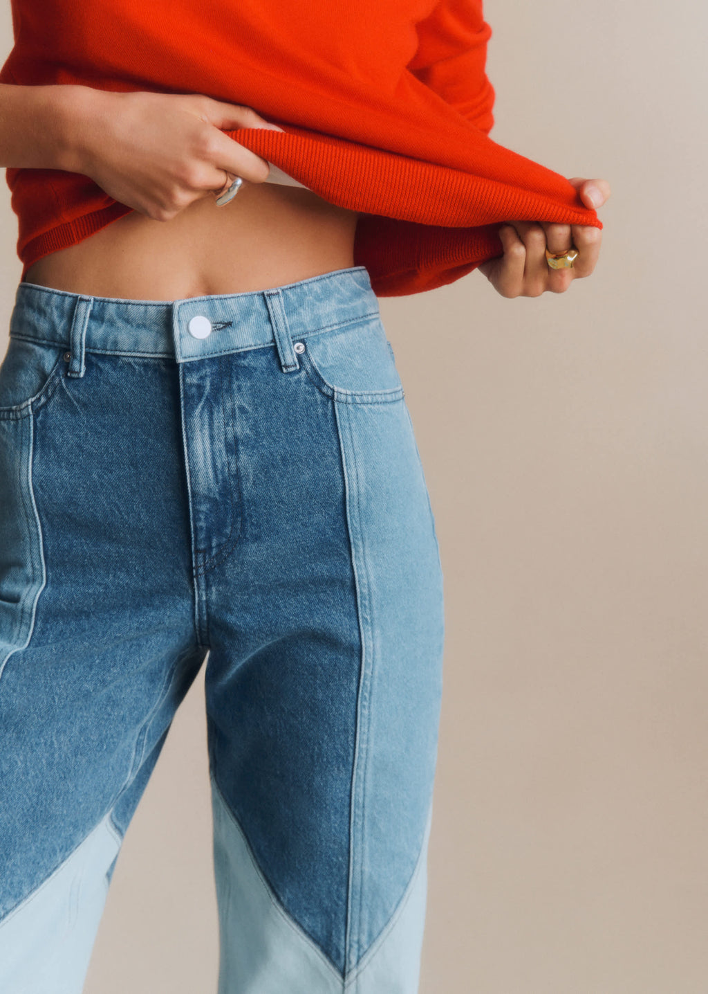 Pantalon Le Wide Leg - Patchwork Denim Bleu Clair