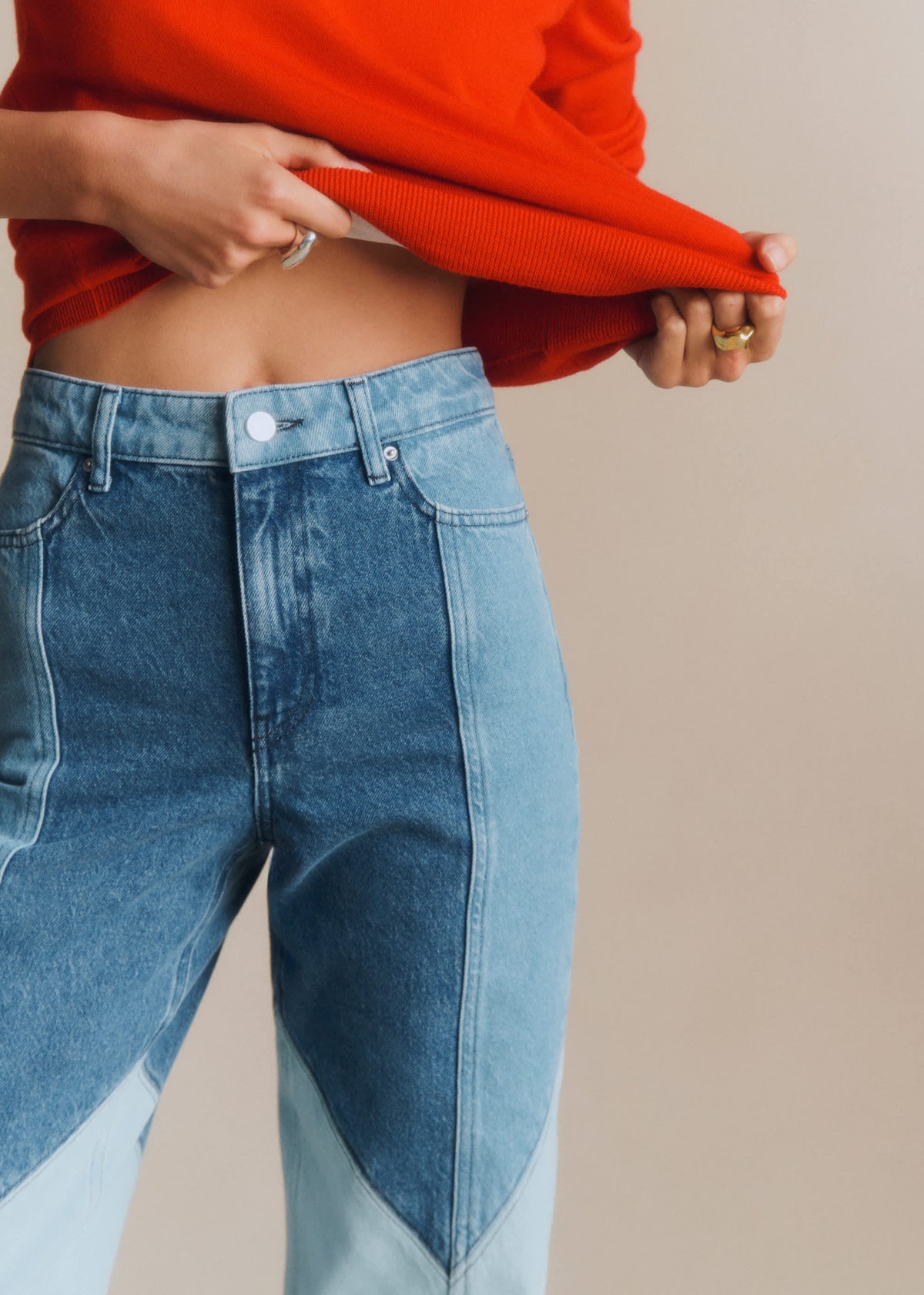 Pantalon Le Wide Leg - Patchwork Denim Bleu Clair