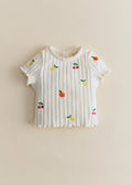 Top Simona - Ecru / Broderie Fruit