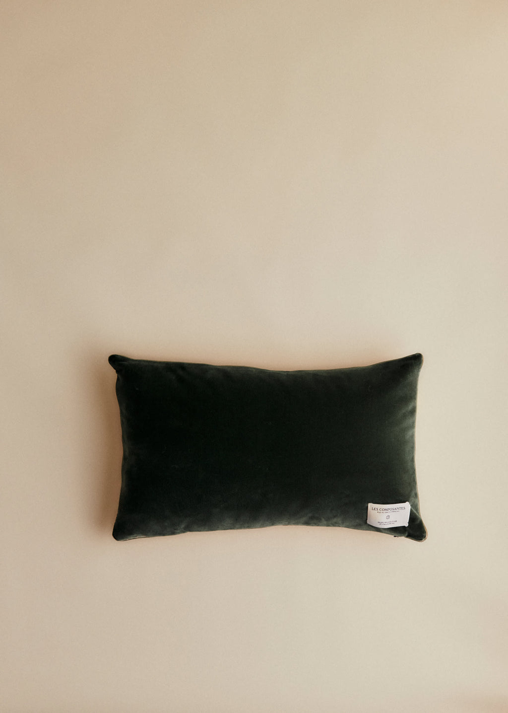 Coussin vintage velours céladon foncé - Très grand modèle - Imprimé Tapisserie Ancienne