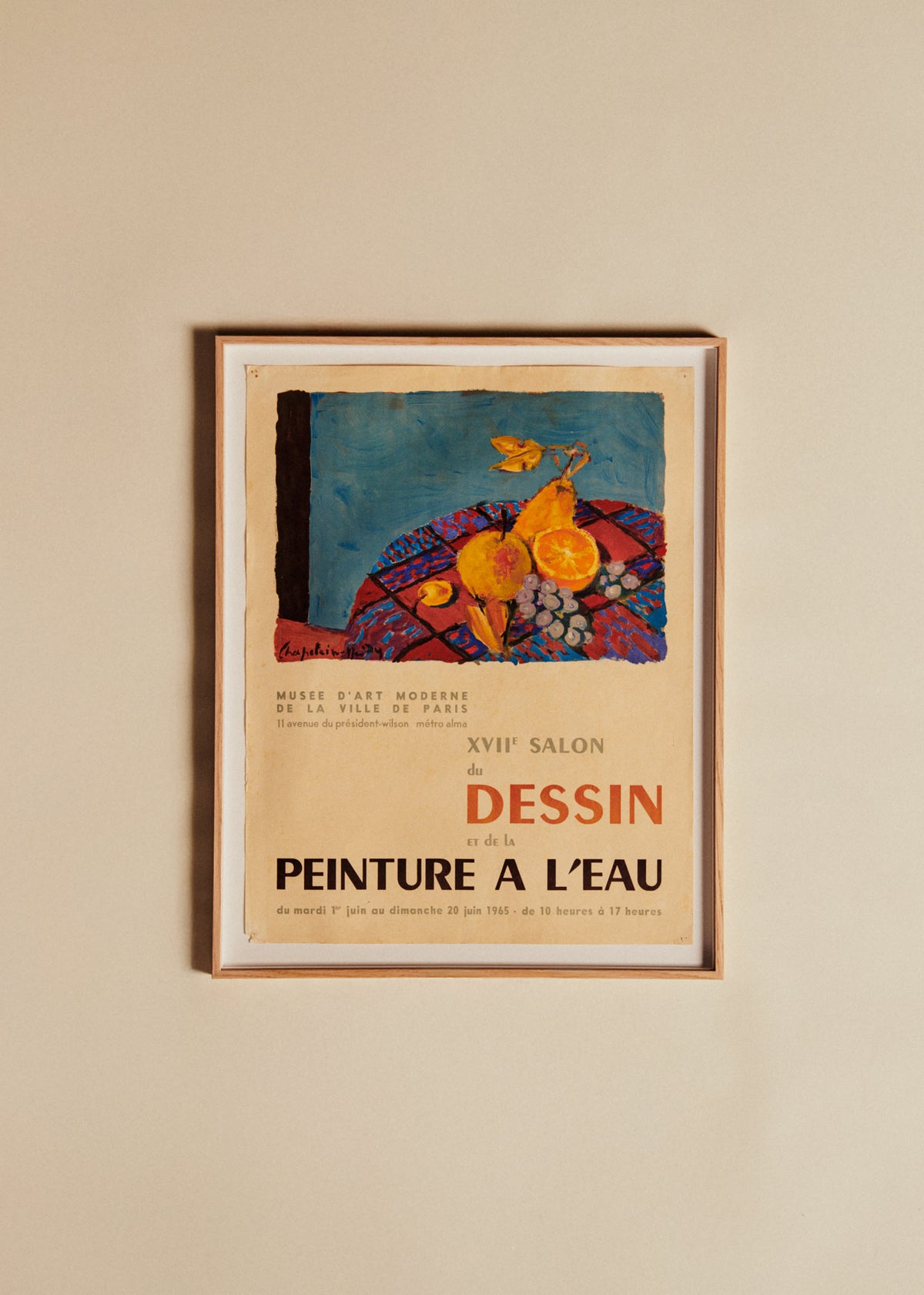 Affiche Musée d'art moderne de la ville de Paris, XVIIème salon du dessin et de la peinture à l'eau, 1965 - 56,5 x 71 cm