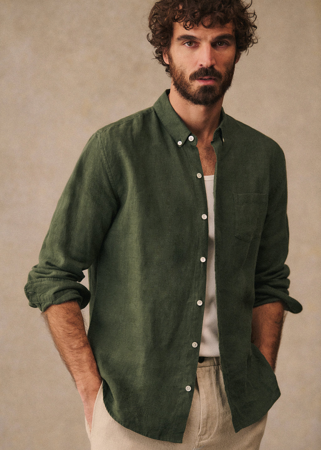 Chemise Charlie Lin - Kaki
