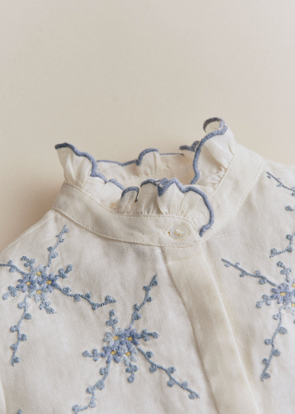 Chemise Ambre - Broderies Bouquets Bleus