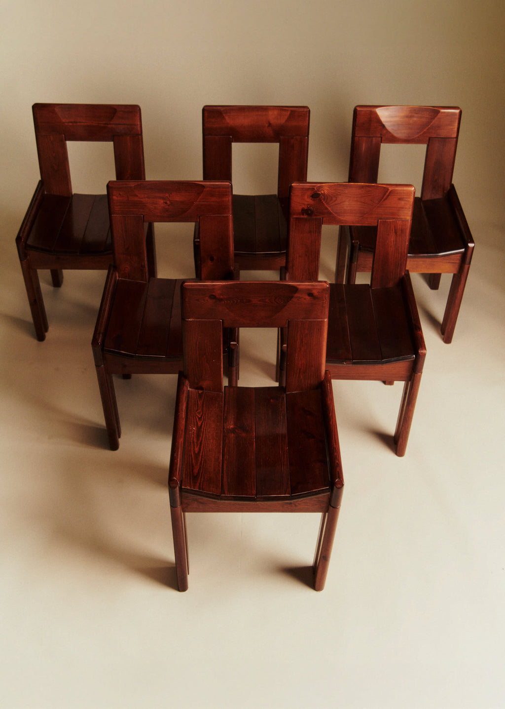 Lot de 6 chaises Silvio Coppola pour Roche Bobois années 1970 - Pin massif