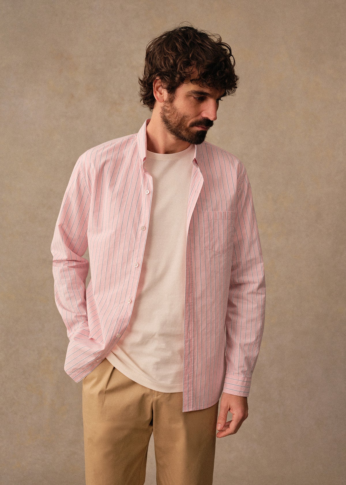 Chemise Charlie - Rose Rayures Bleues