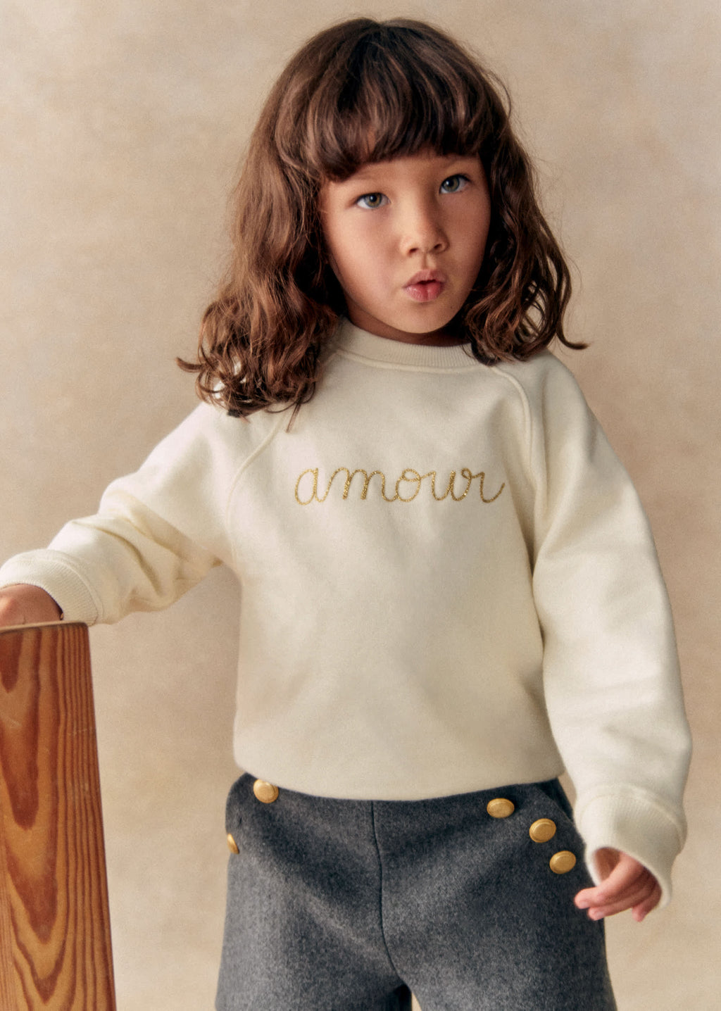 Sweat-Shirt Tommy Amour - Ecru/Doré