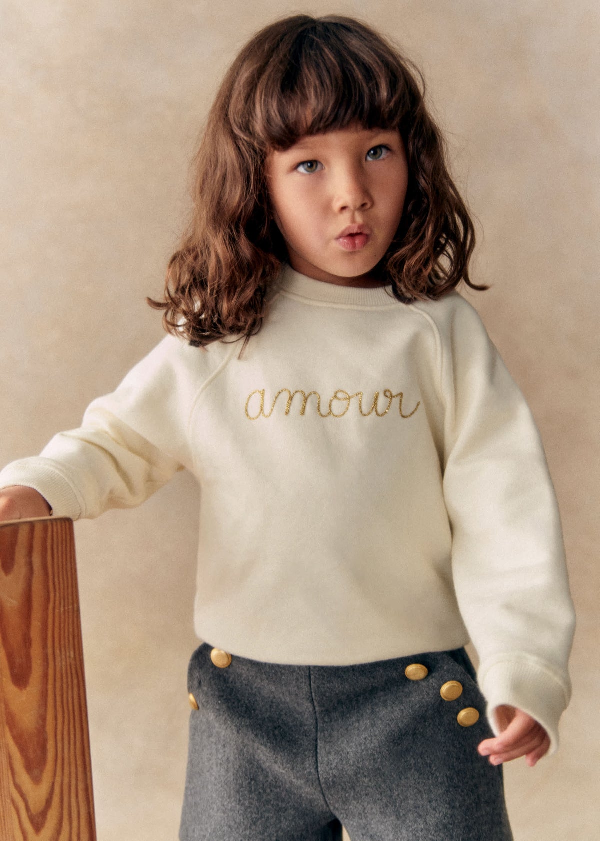 Sweat-Shirt Tommy Amour - Ecru/Doré