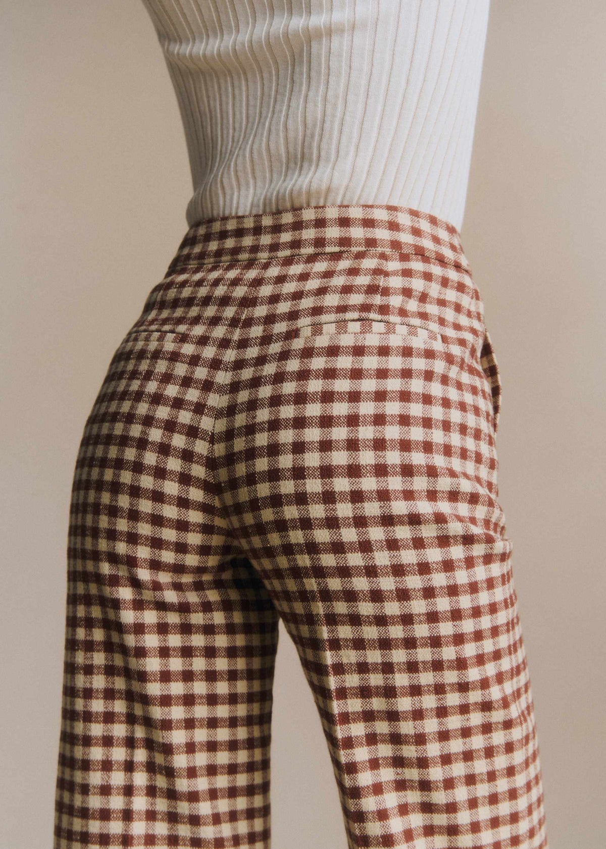Pantalon Martin Crop - Vichy Marron Ecru