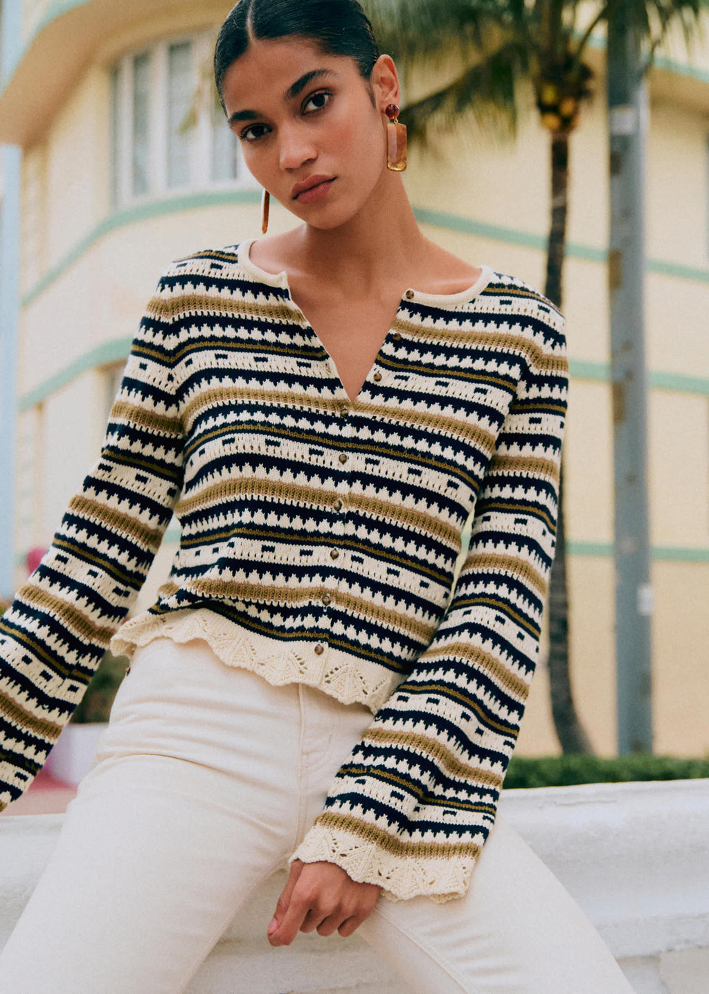 Gilet Mara - Écru / Marine