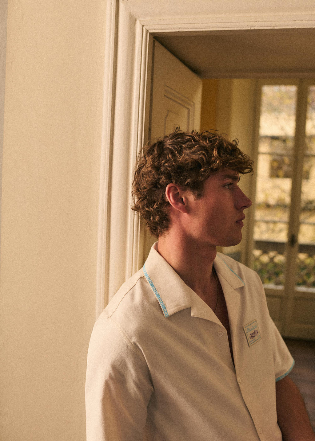 Chemise Nautical - Écru Broderie Bleue