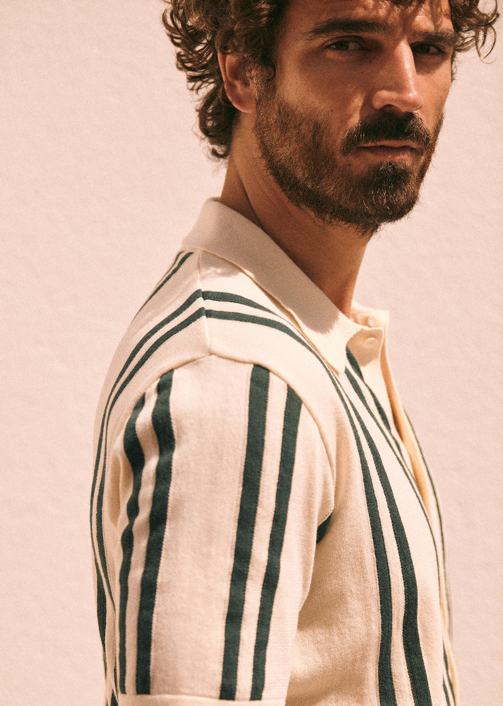 Chemise Maille Braden - Écru Rayures Vertes