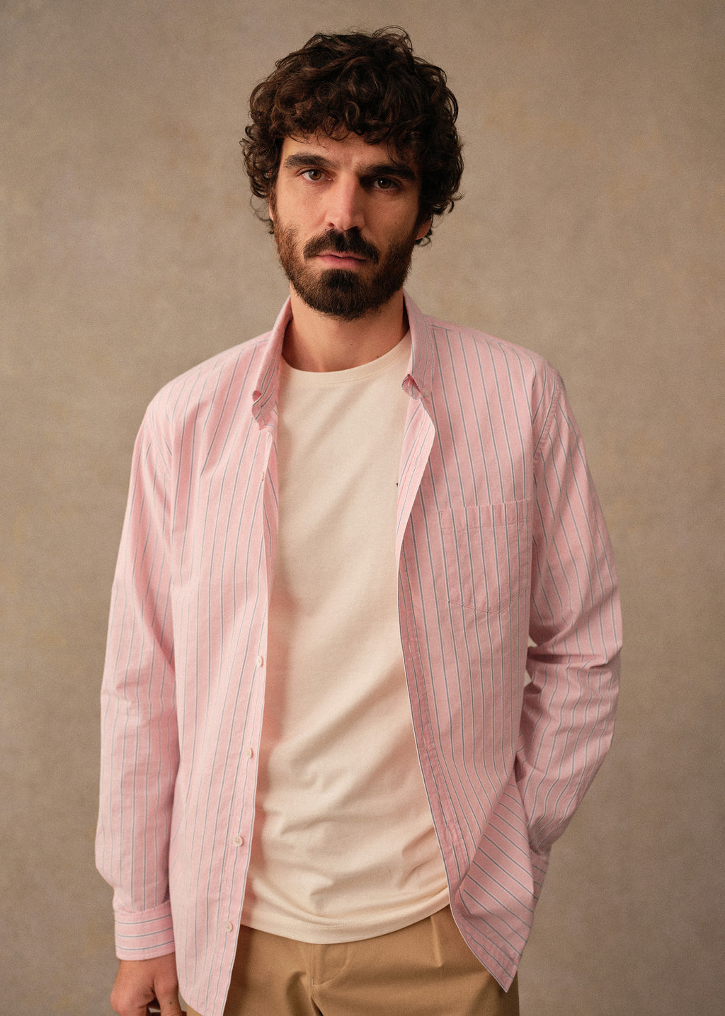 Chemise Charlie - Rose Rayures Bleues