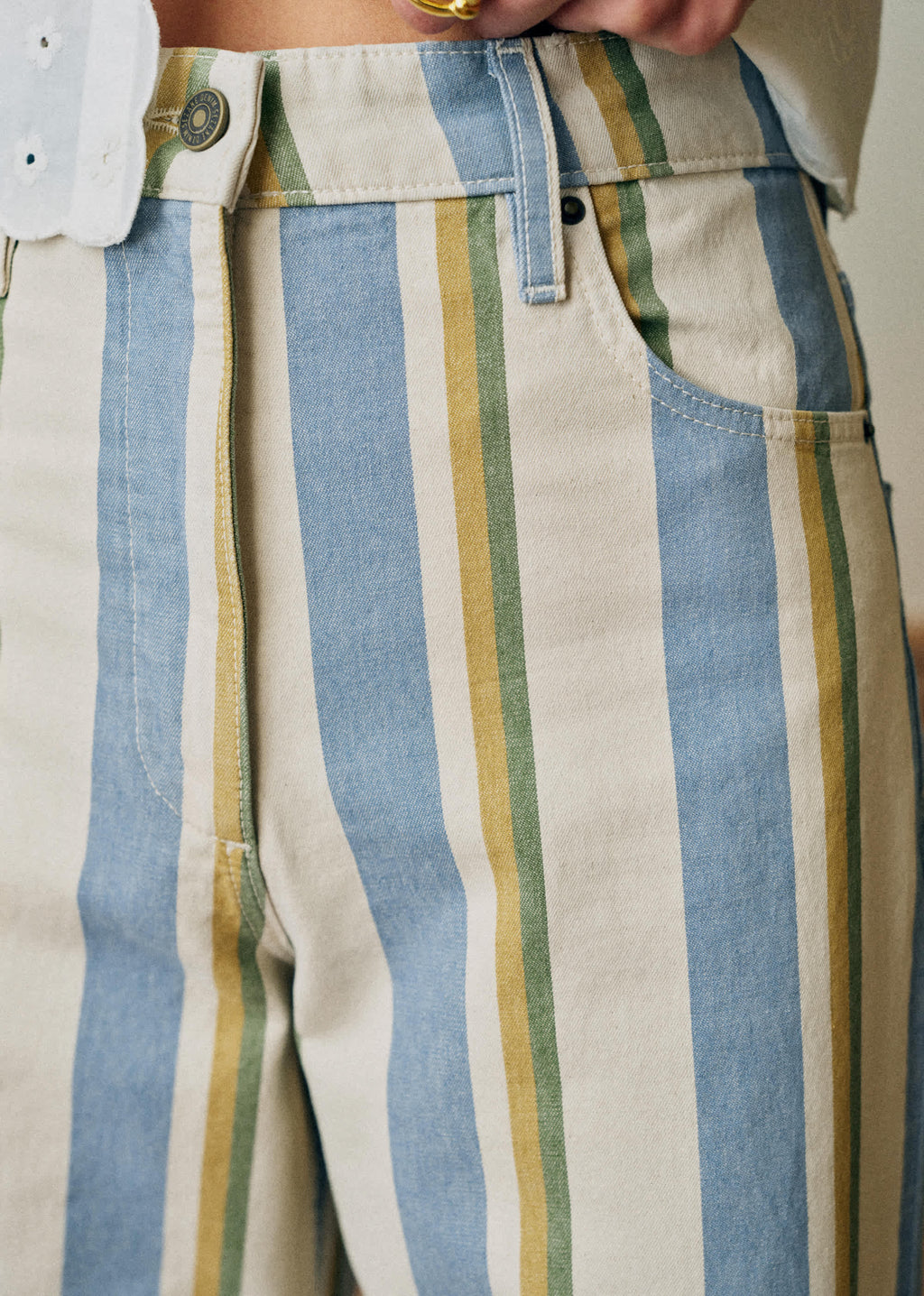 Pantalon Soan - Rayures Bleu Ecru Jaune