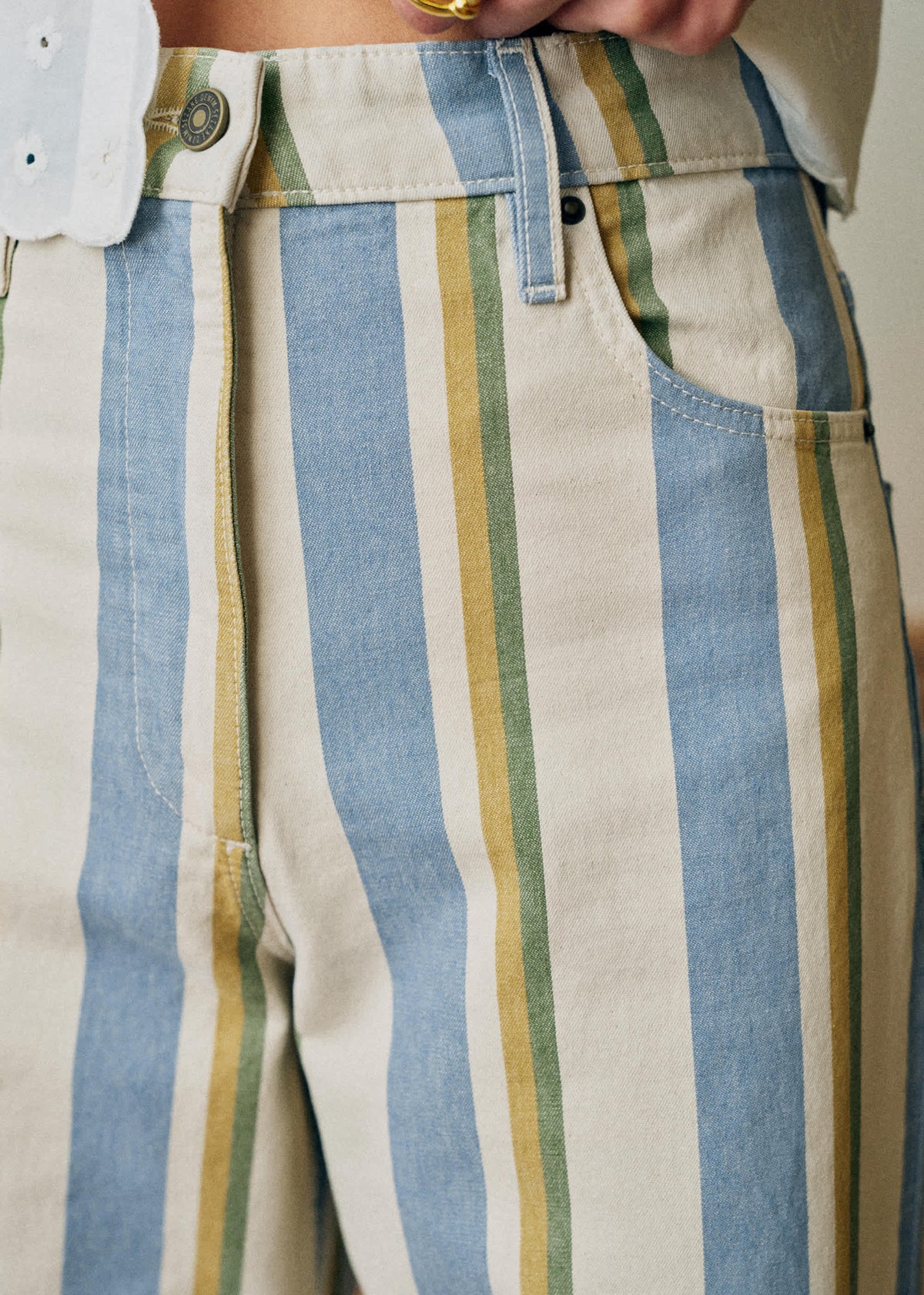 Pantalon Soan - Rayures Bleu Ecru Jaune