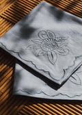 Set de 2 serviettes brodées - Dimanche au Jardin - Bleu orage