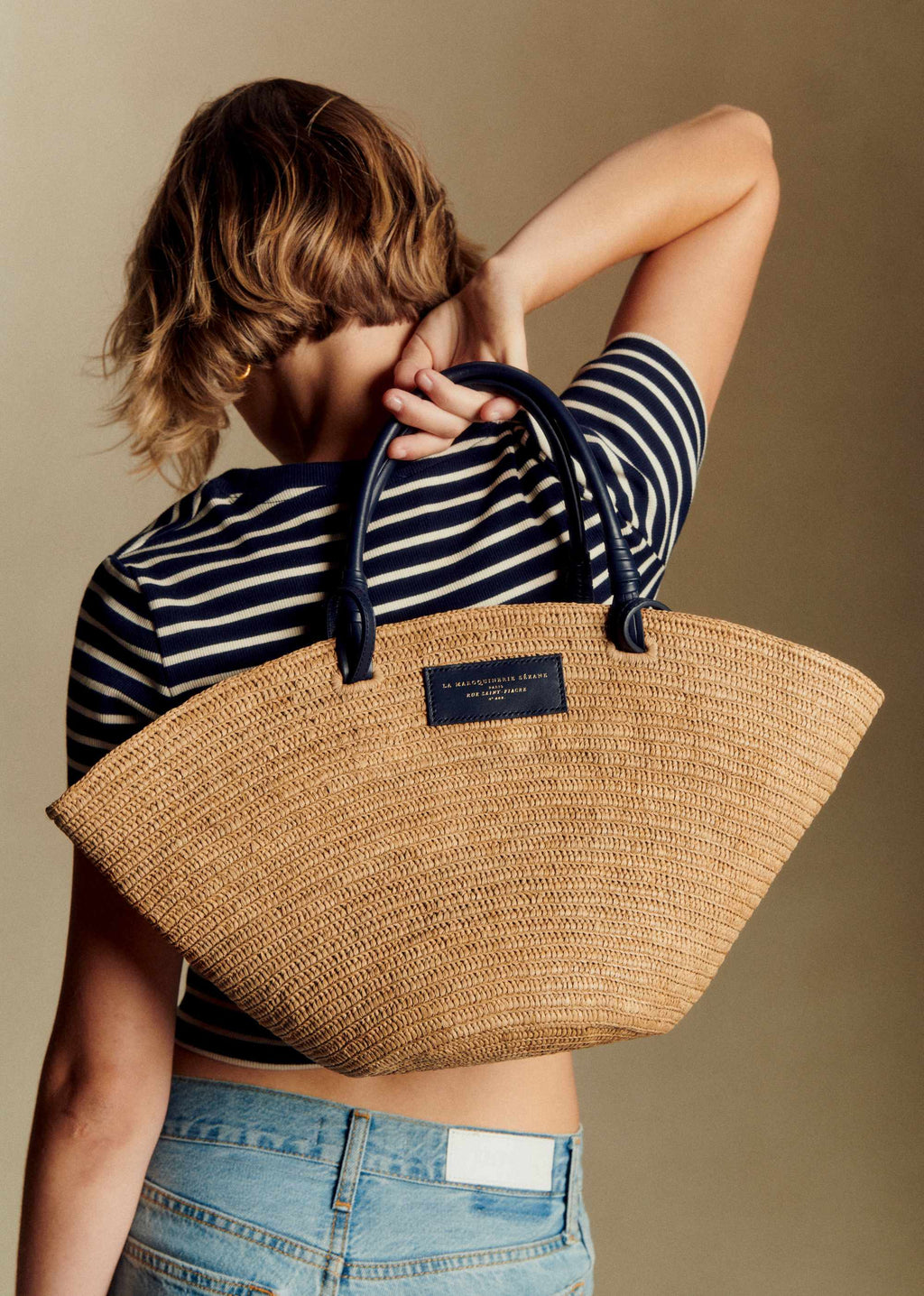 Panier Justine - Raphia Marine Naturel Foncé