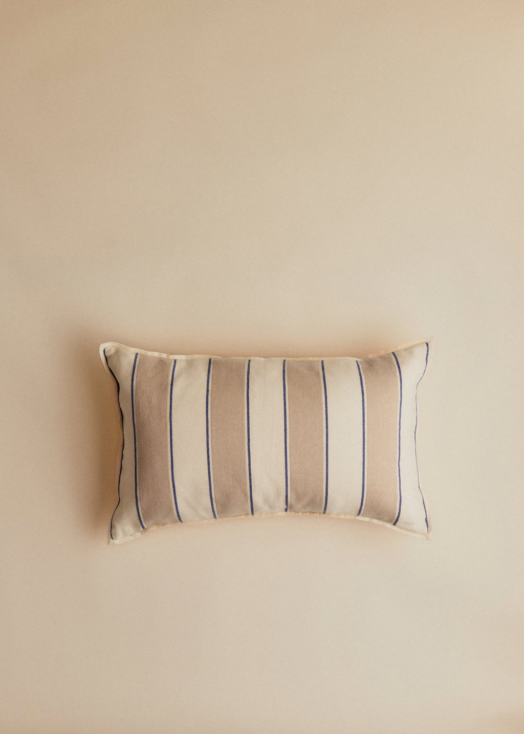 Coussin Tissé Rayures - Petit modèle - Beige et Bleu
