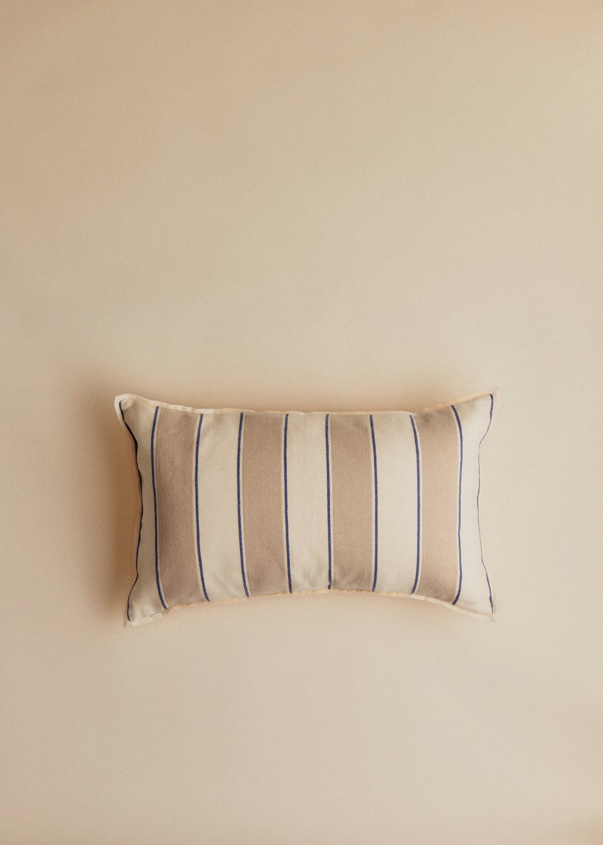 Coussin Tissé Rayures - Petit modèle - Beige et Bleu