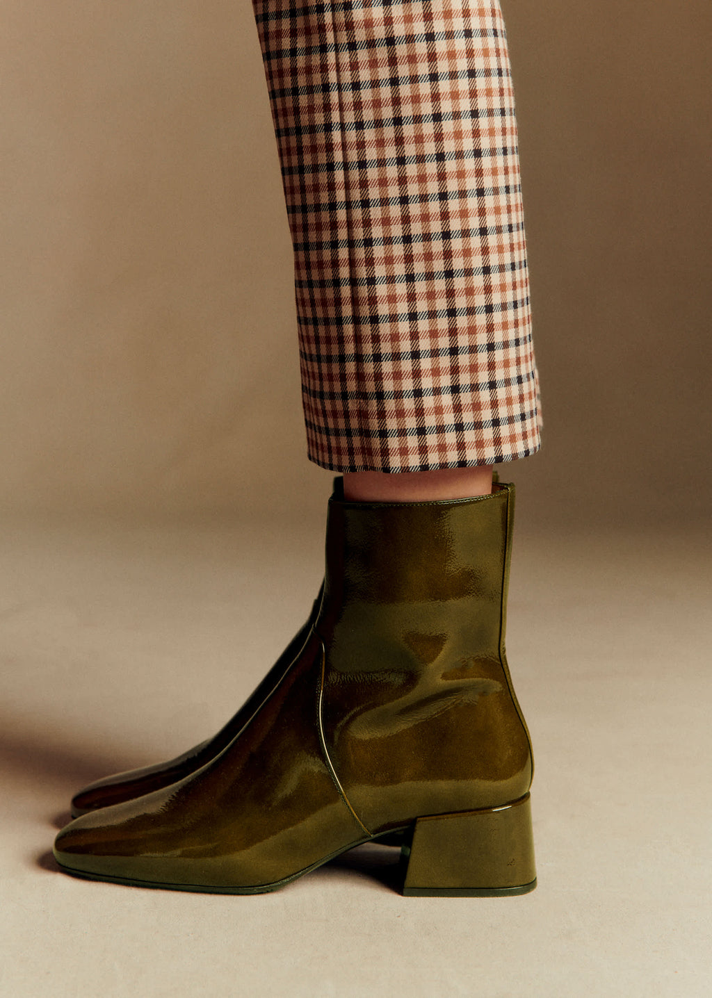 Bottines Low Paulette - Kaki Vernis