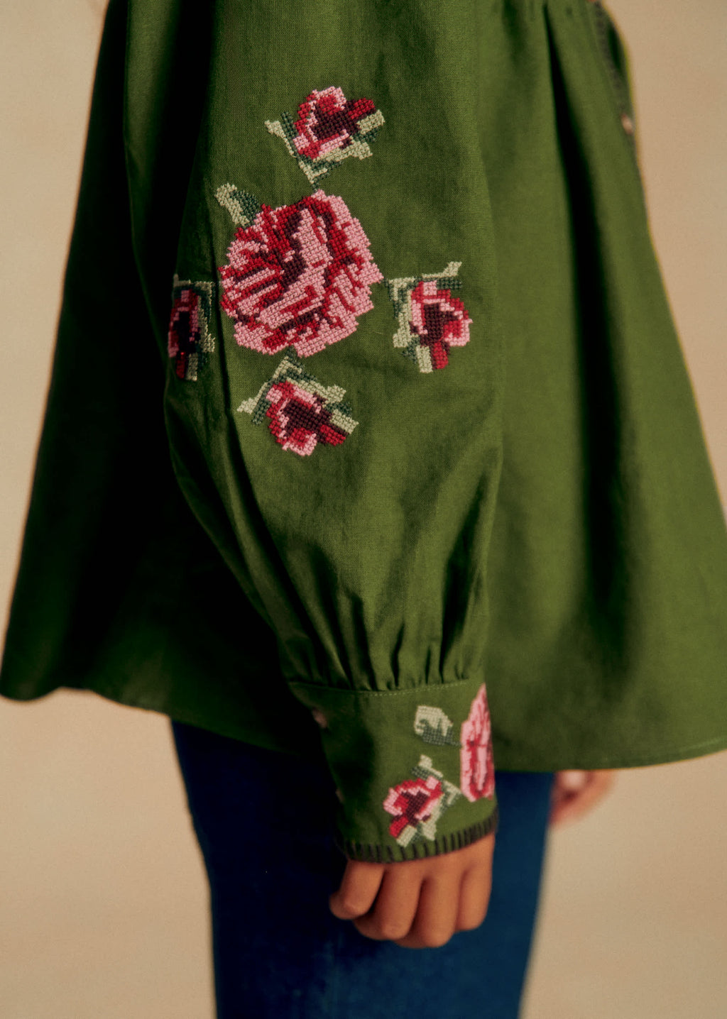Chemise Orla - Petit Sézane x Baziszt - Vert Bambou / Fleurs Multico