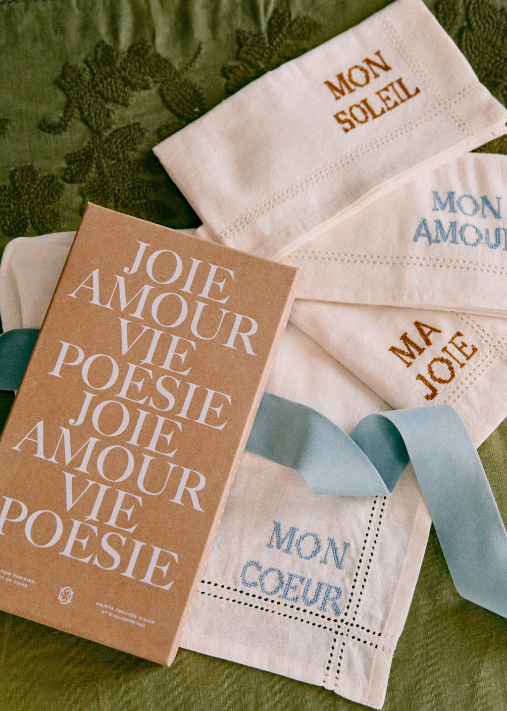 Set de 4 Serviettes - Les Mots brodés - Ecru