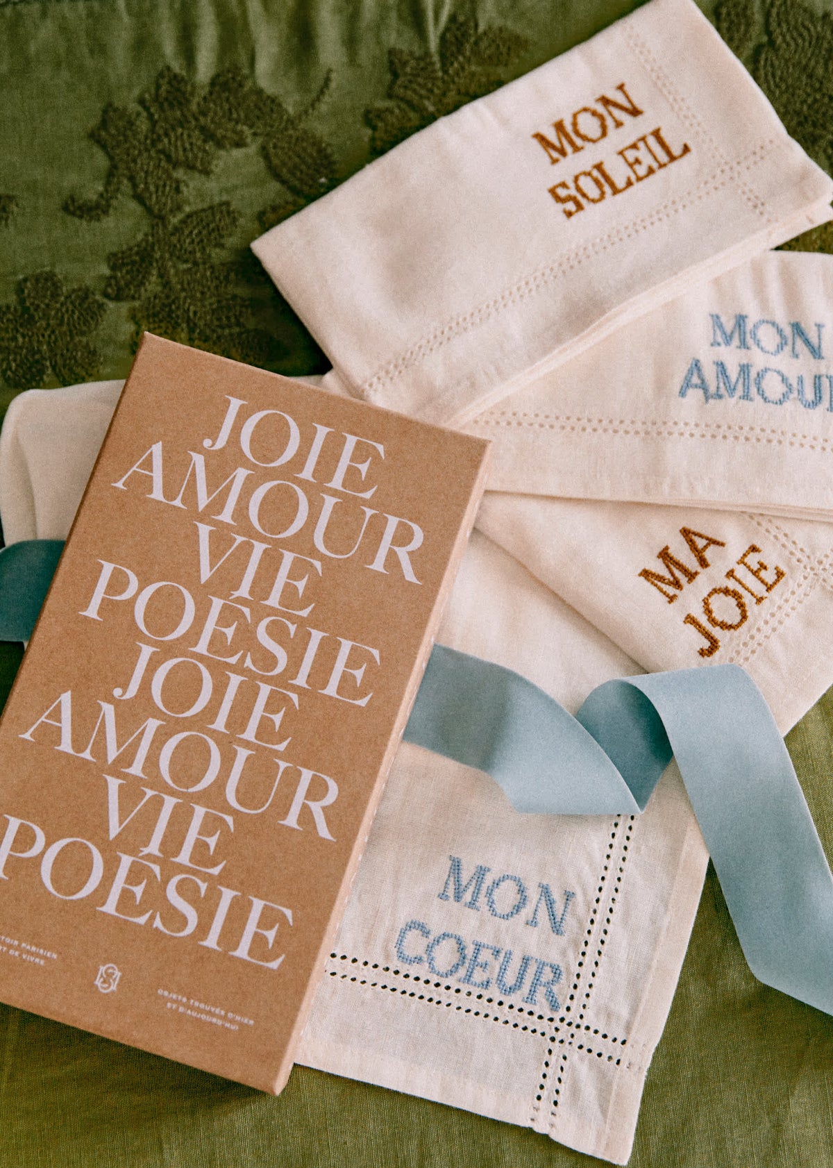 Set de 4 Serviettes - Les Mots brodés - Ecru