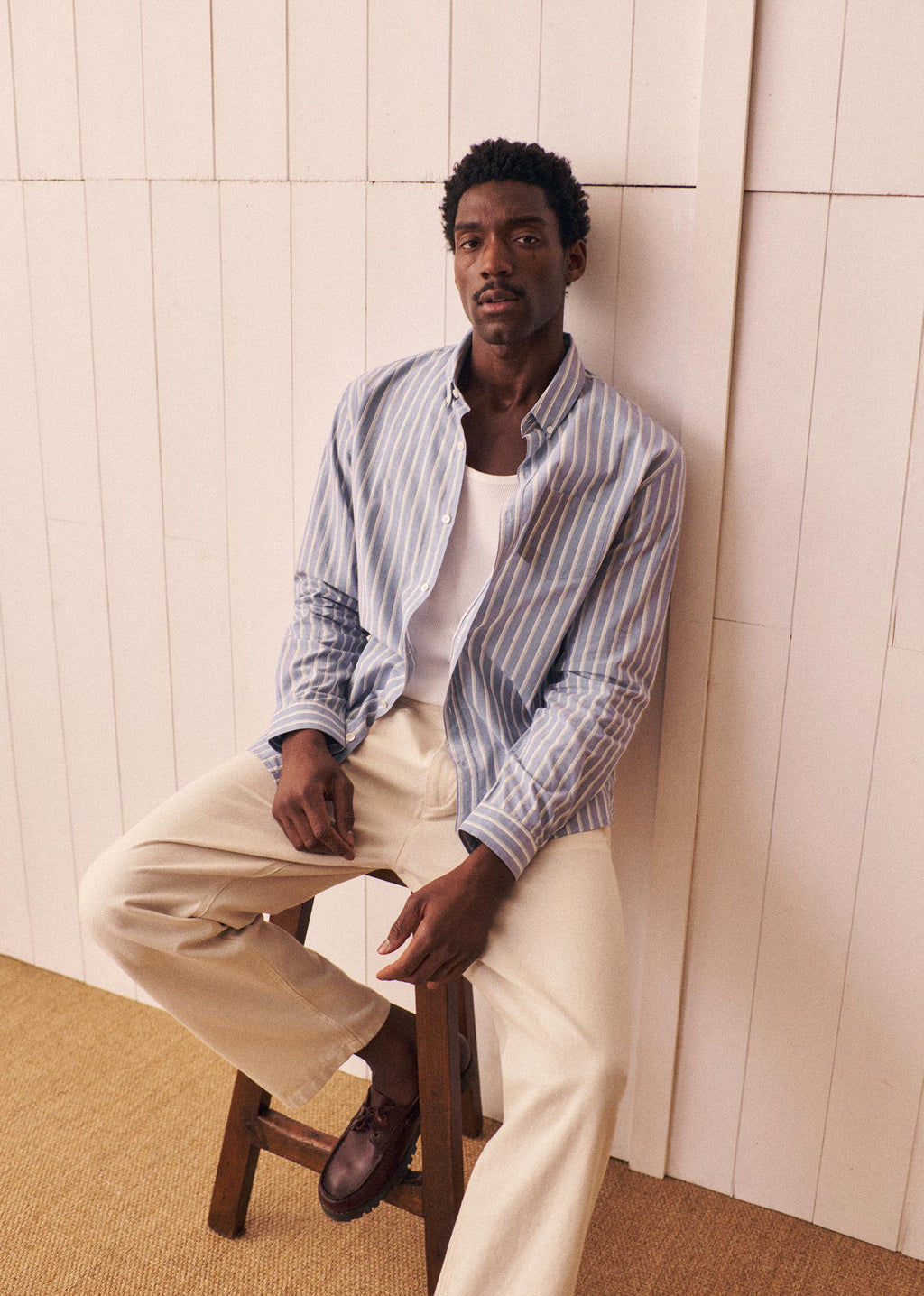 Chemise Charlie - Bleu Rayures Vert / Blanc