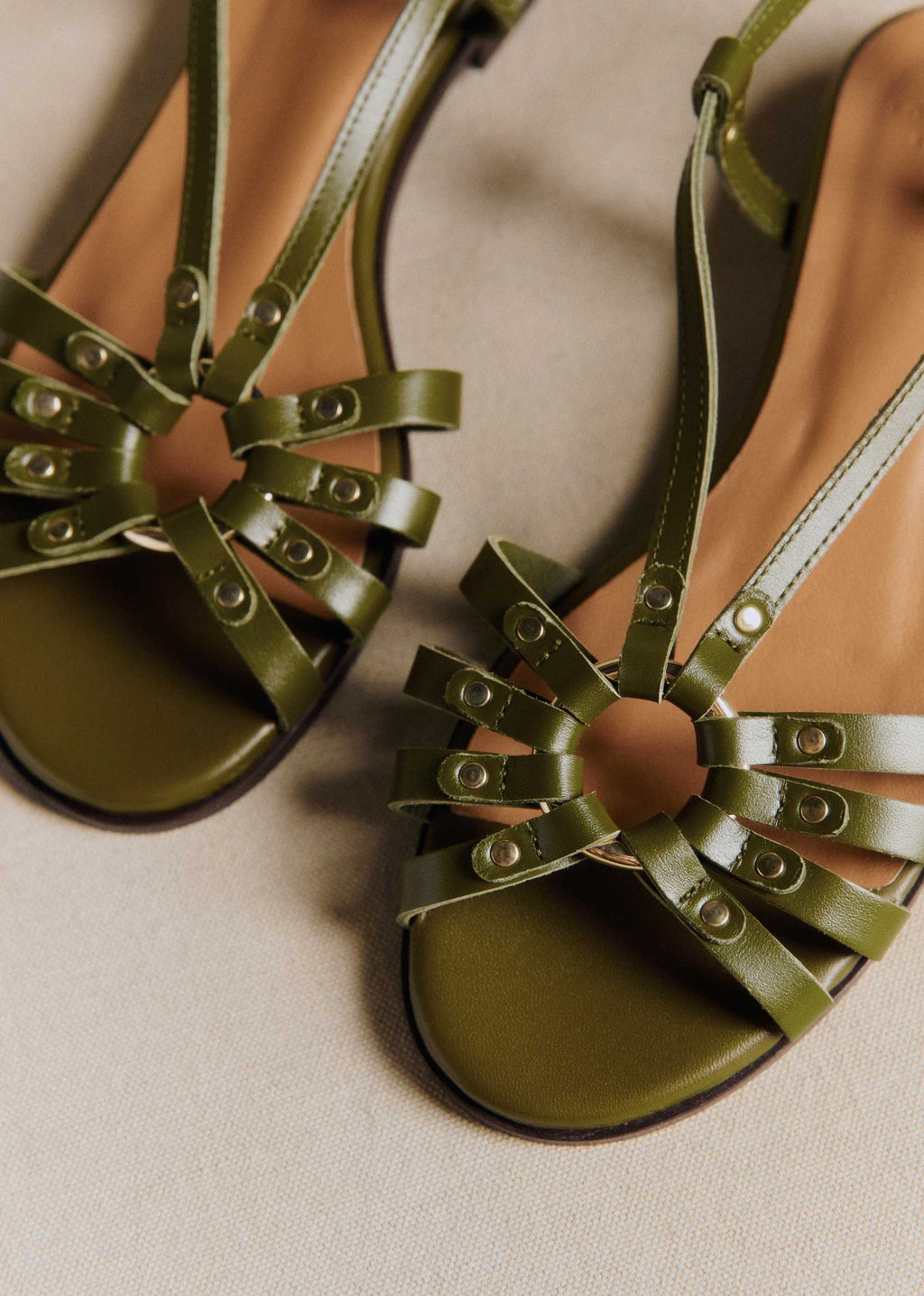 Sandales Low Iris - Vert Olive Lisse