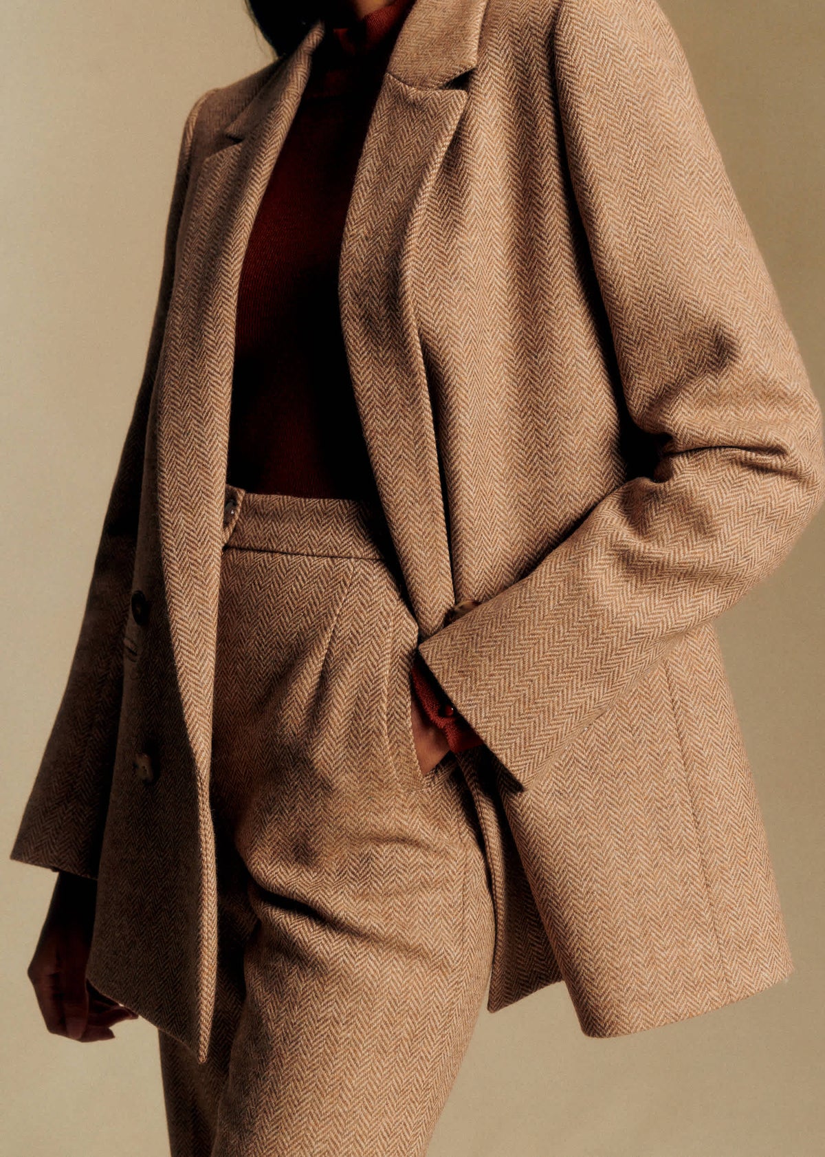 Veste Chelsea - Chevrons Camel Ecru