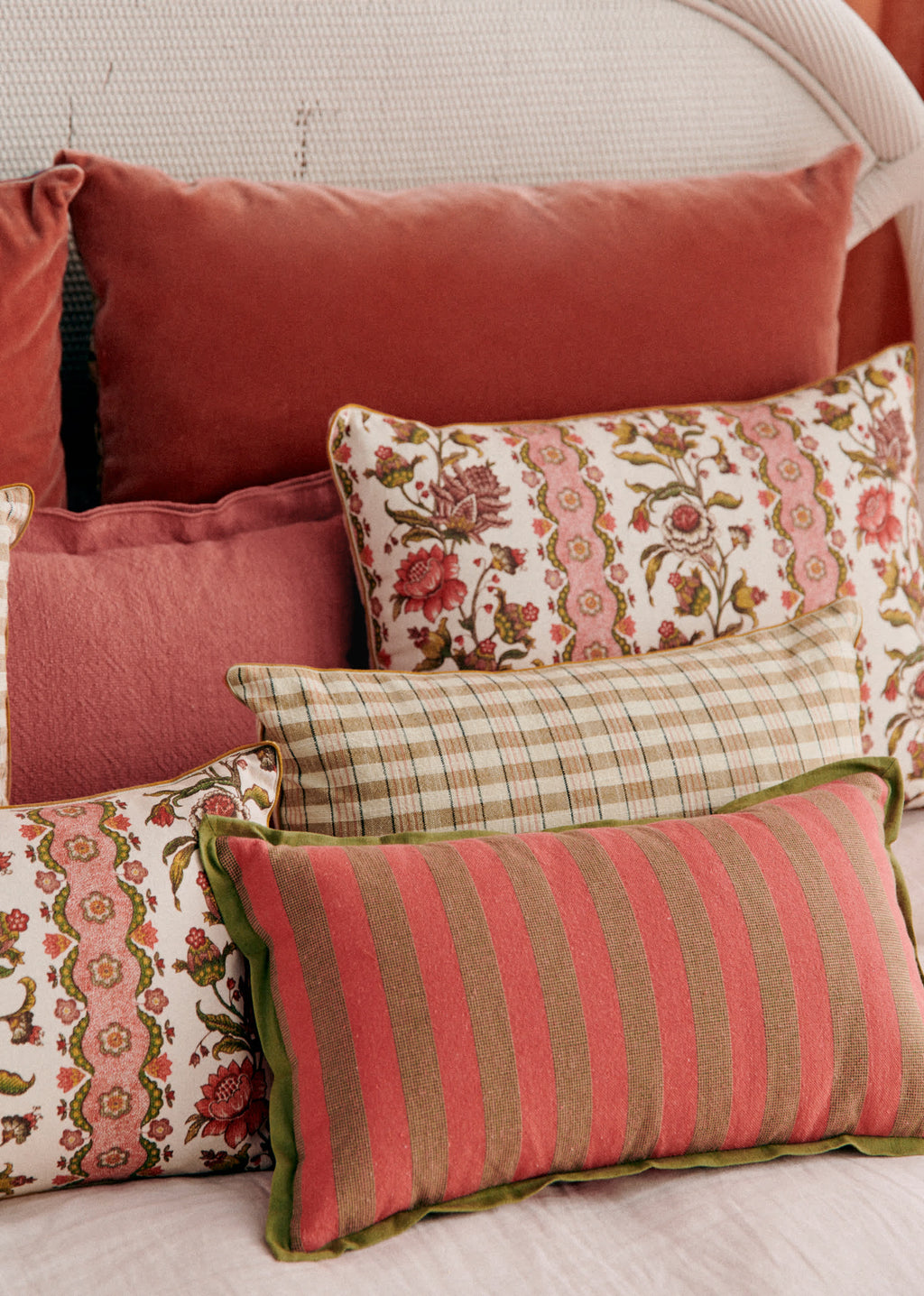 Coussin Tissé Pianissimo - Petit modèle - Café et Blush