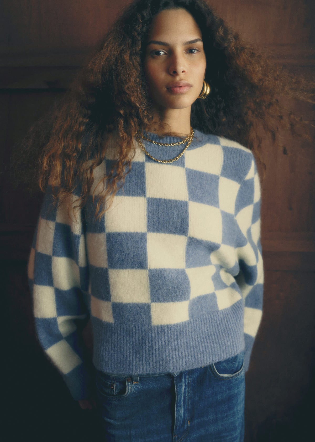 Pull François - Sézane x Antoinette Poisson - Carreaux Bleu et Ecru