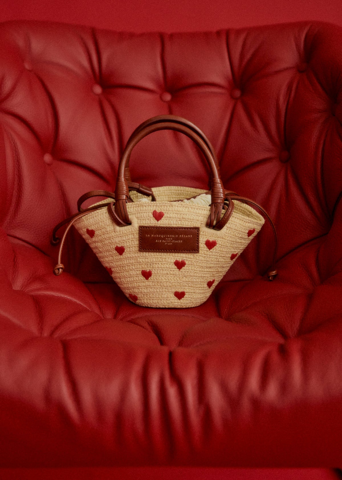 Panier Mini Justine - Raphia Broderie Coeur