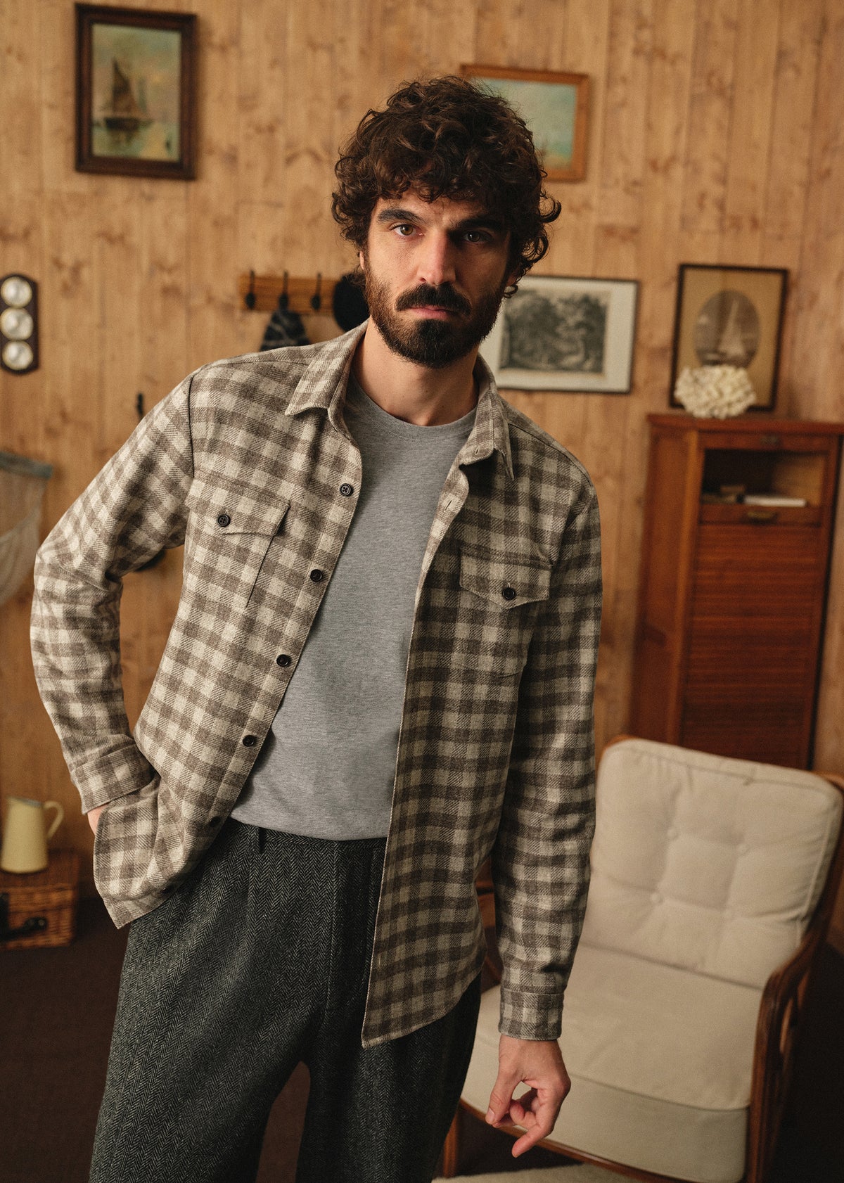 Surchemise Ethan Carreaux - Brun / Beige