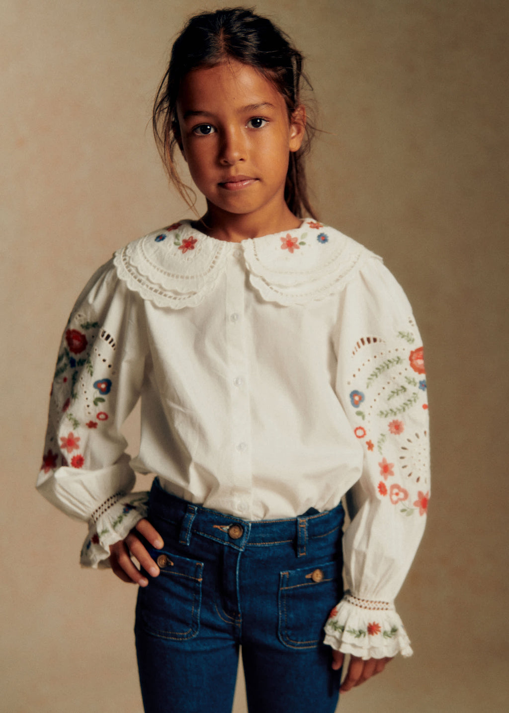 Chemise Gloria - Ecru / broderies multicos