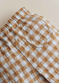 Pantalon Edgar - Vichy Gaufré Bleu Caramel