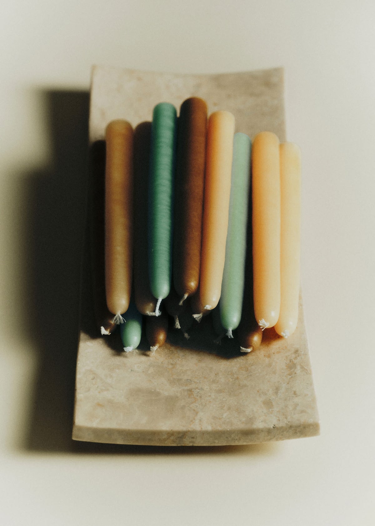 Coffret de 6 chandelles - Écru, Céladon, Caramel