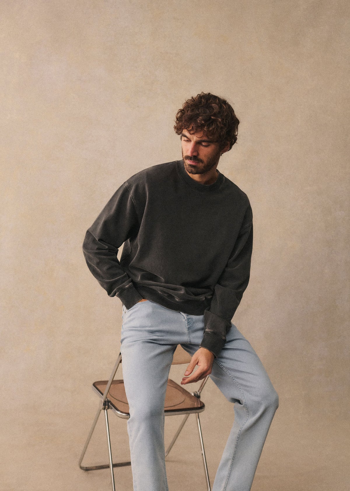 Sweatshirt Boxy - Noir Délavé