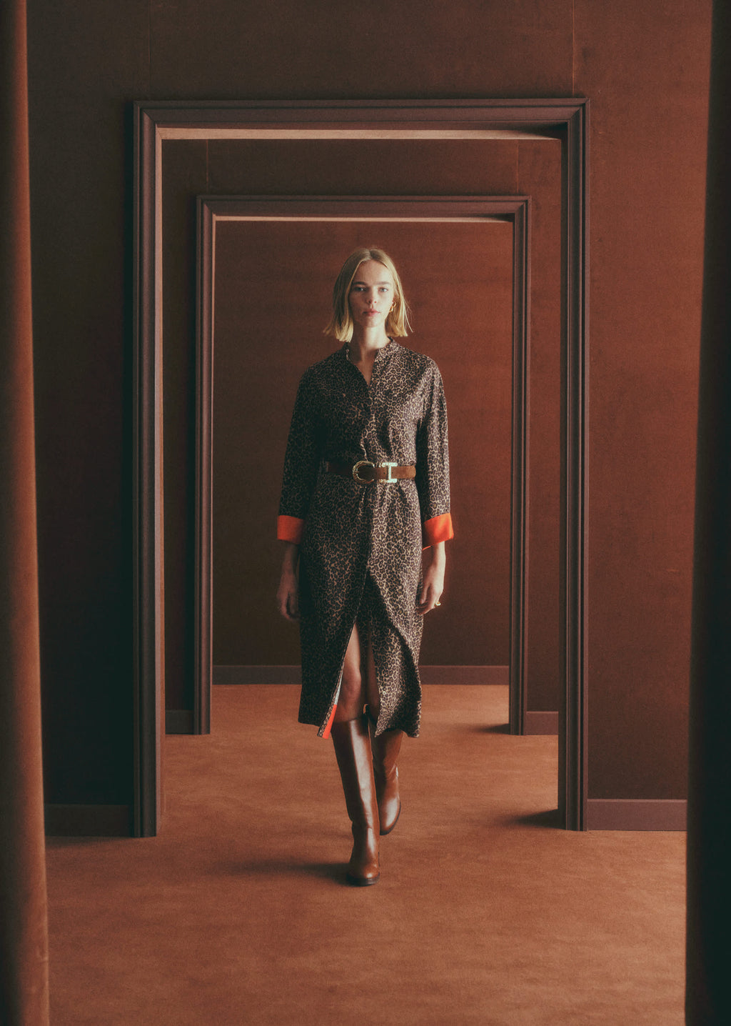 Robe Line - Imprimé Winter Leopard Camel