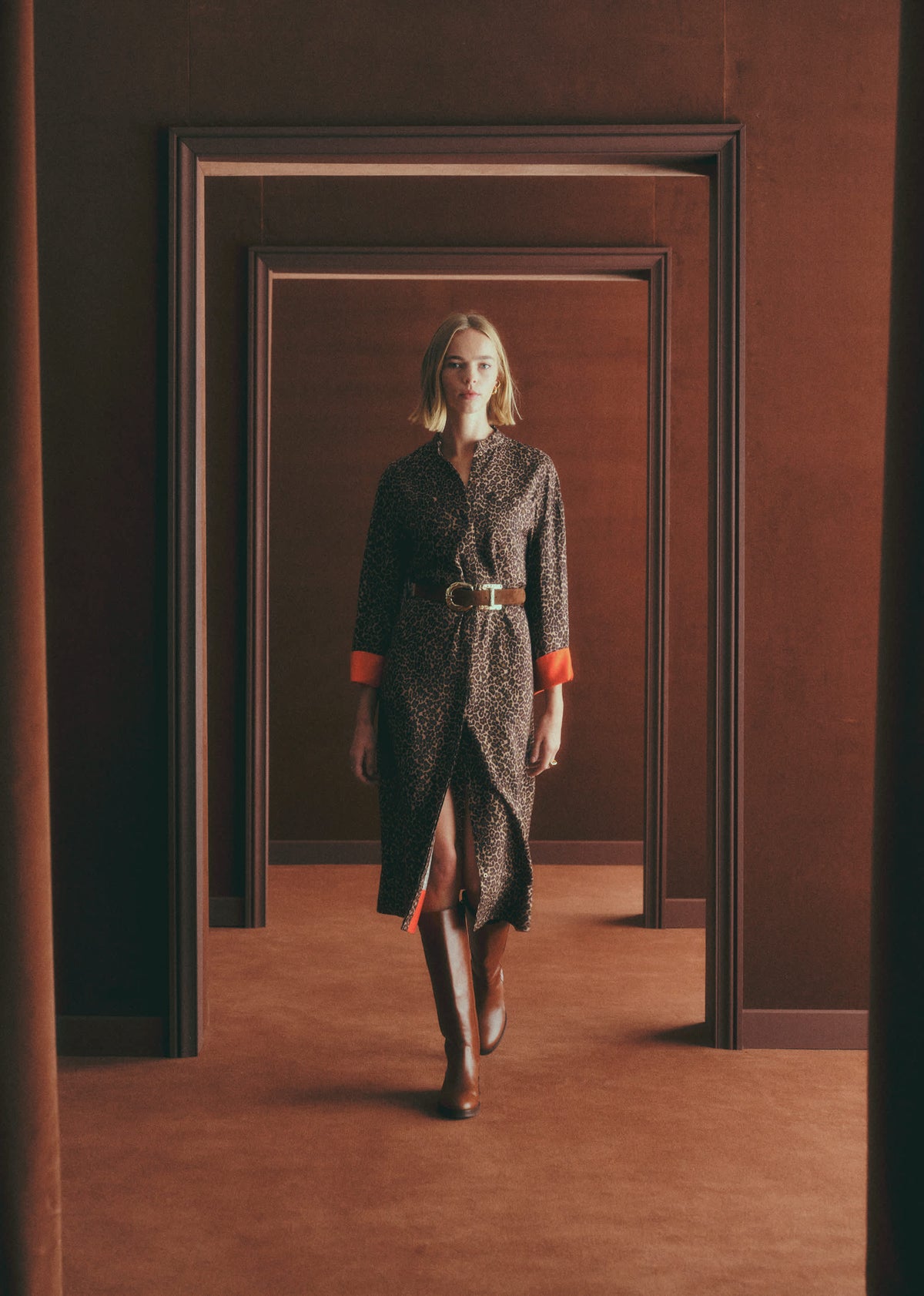 Robe Line - Imprimé Winter Leopard Camel