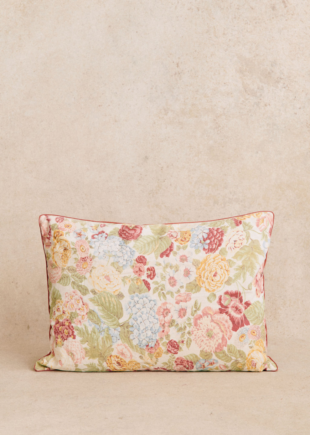 Coussin vintage velours blush - Très grand modèle - Imprimé composition florale
