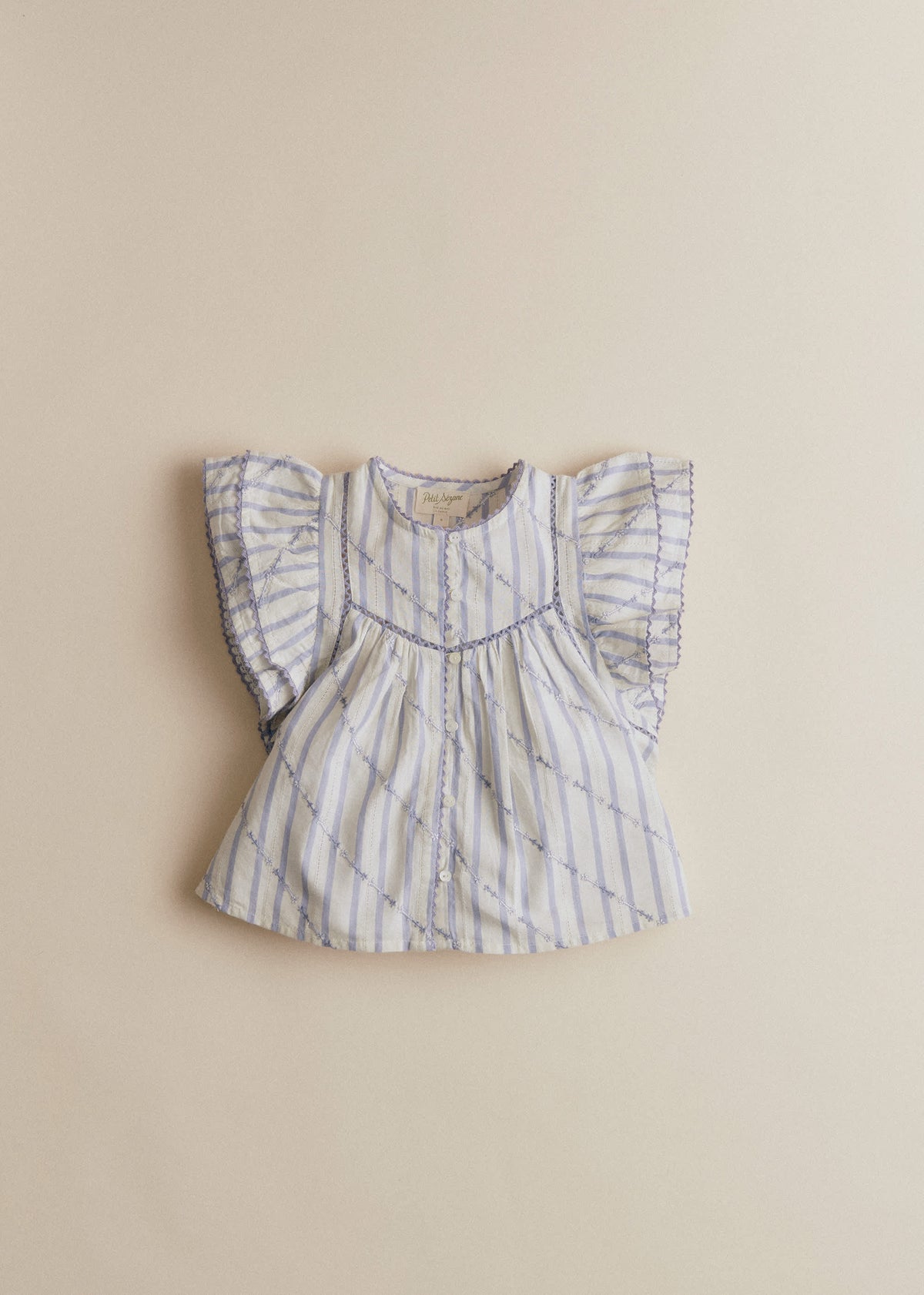 Chemise Tallulah - Rayures Lavande Broderie