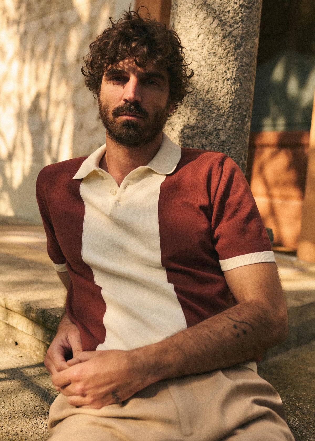 Polo Maille Tommaso - Rouille / Écru