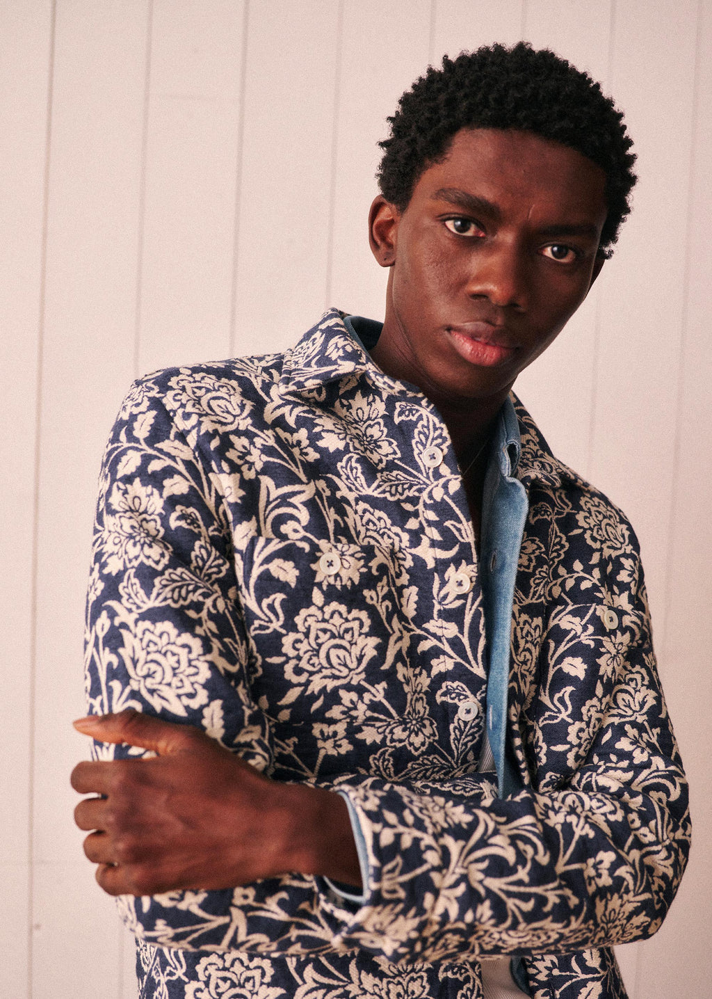 Surchemise Claggan - Jacquard Floral Bleu